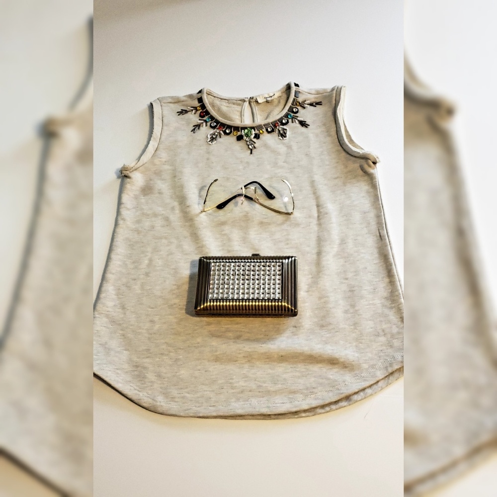 Freeway brand top, sweater tank, grey, size medium